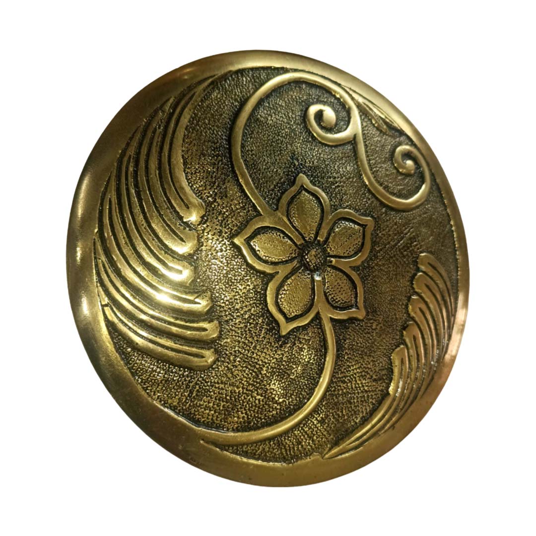 Floral Brown Brass Door Dome - Antique Bronze