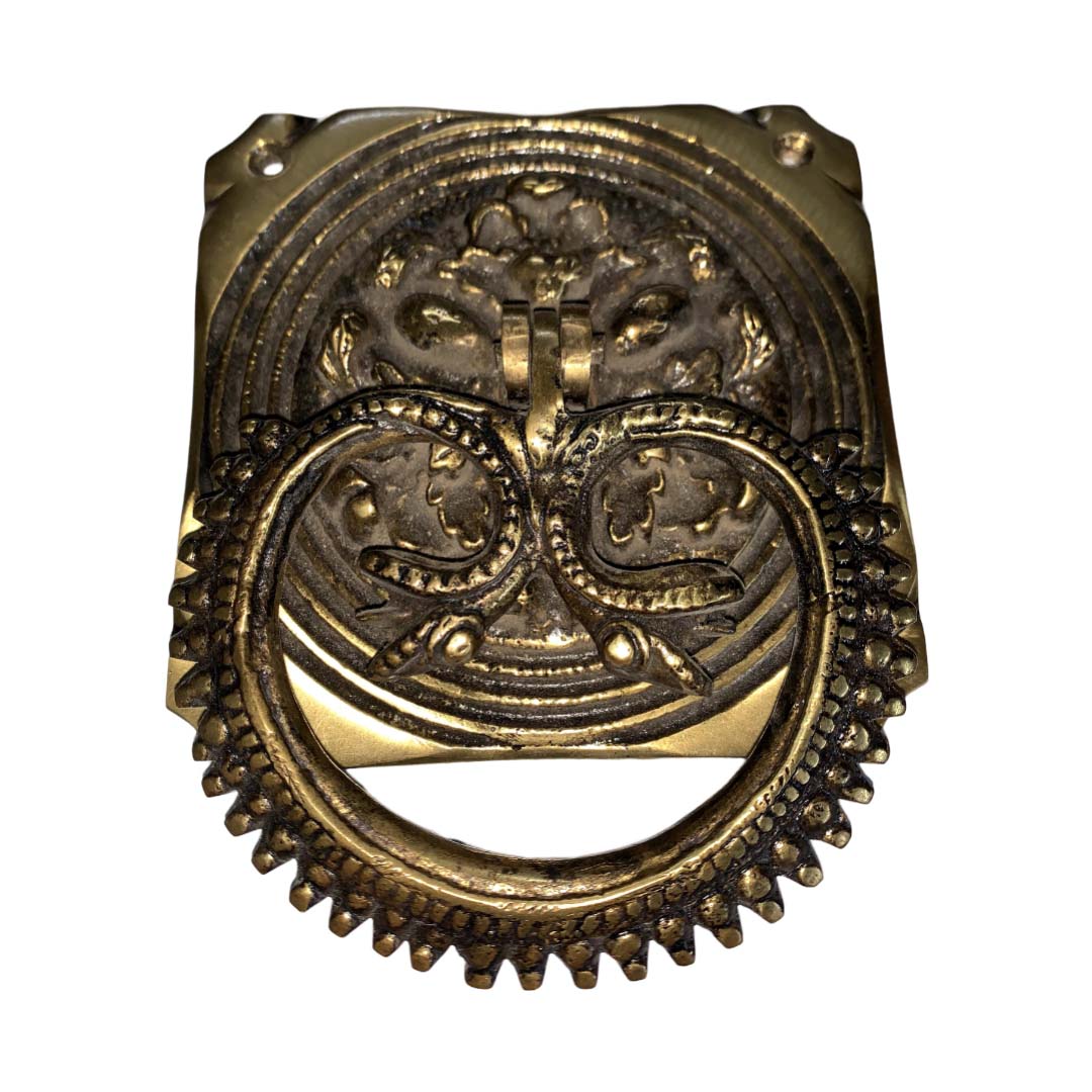 Ornate Ring Brass Door Knocker - Antique Bronze