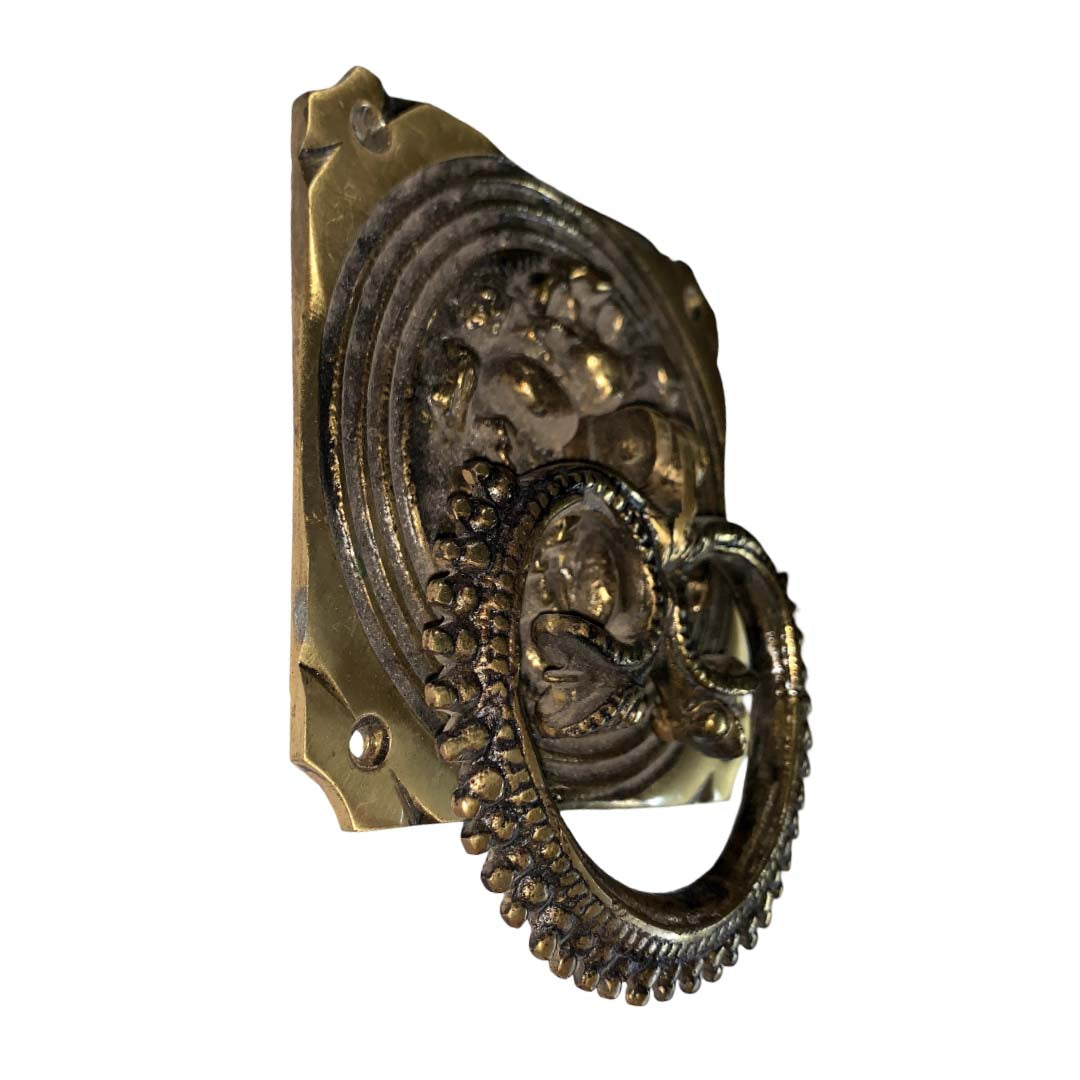 Ornate Ring Brass Door Knocker - Antique Bronze