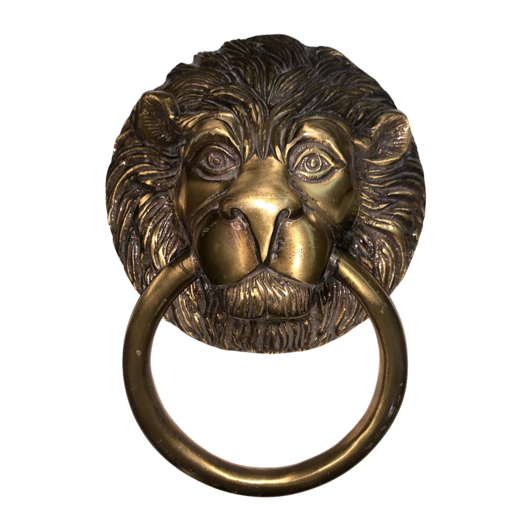 Vintage Lion Brass Door Knocker - Antique Bronze