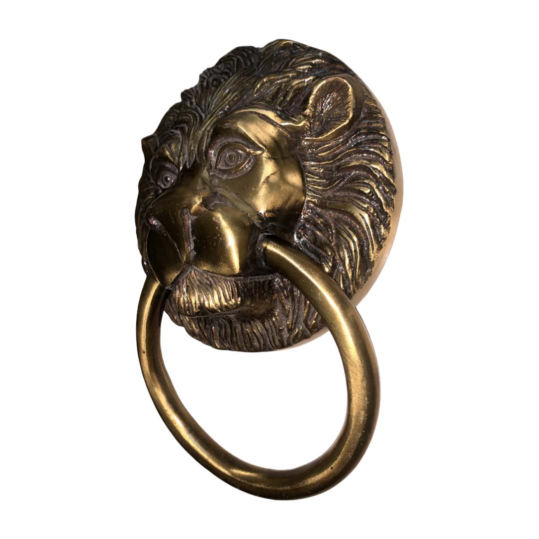 Vintage Lion Brass Door Knocker - Antique Bronze