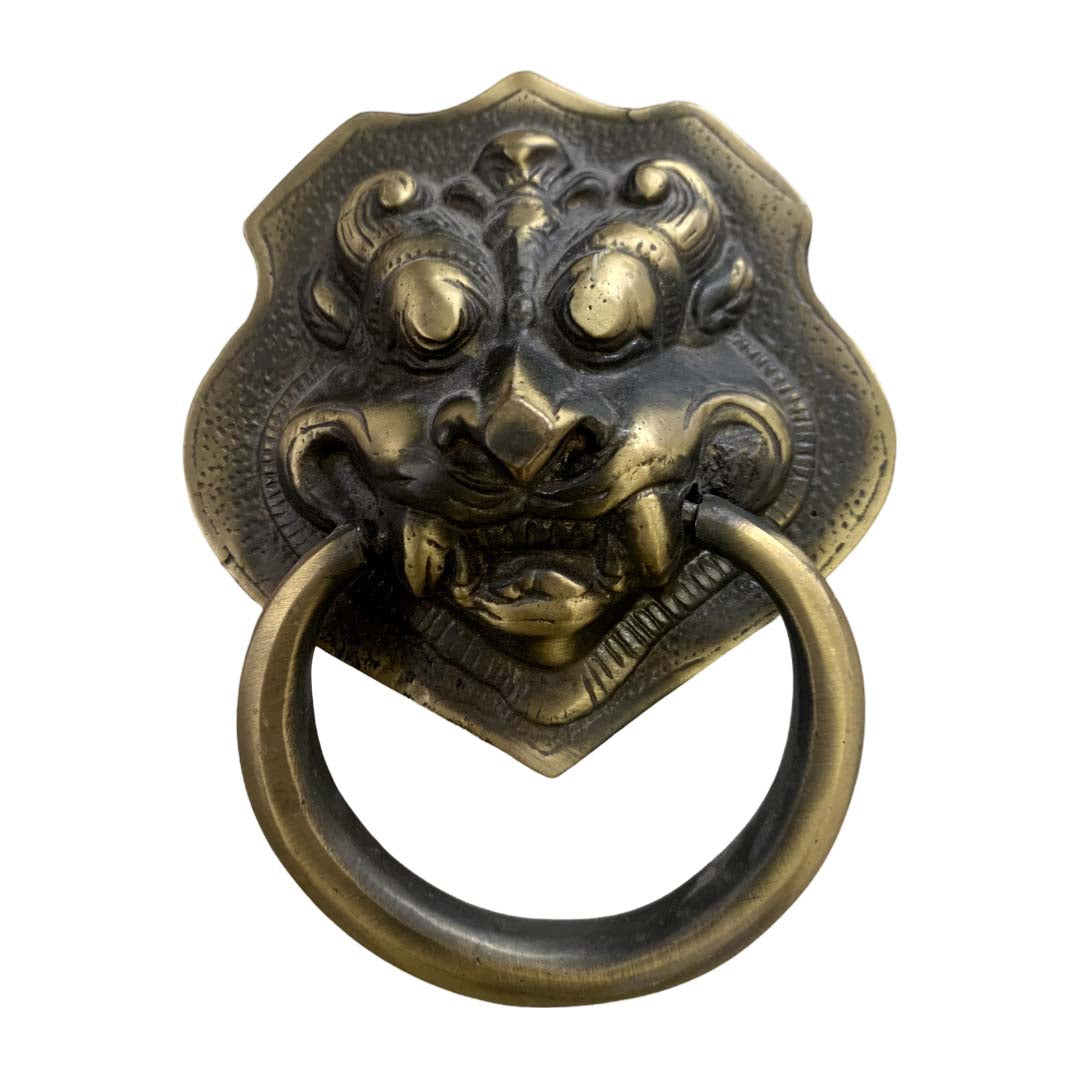 Rustic Lion Brass Door Knocker - Antique Bronze