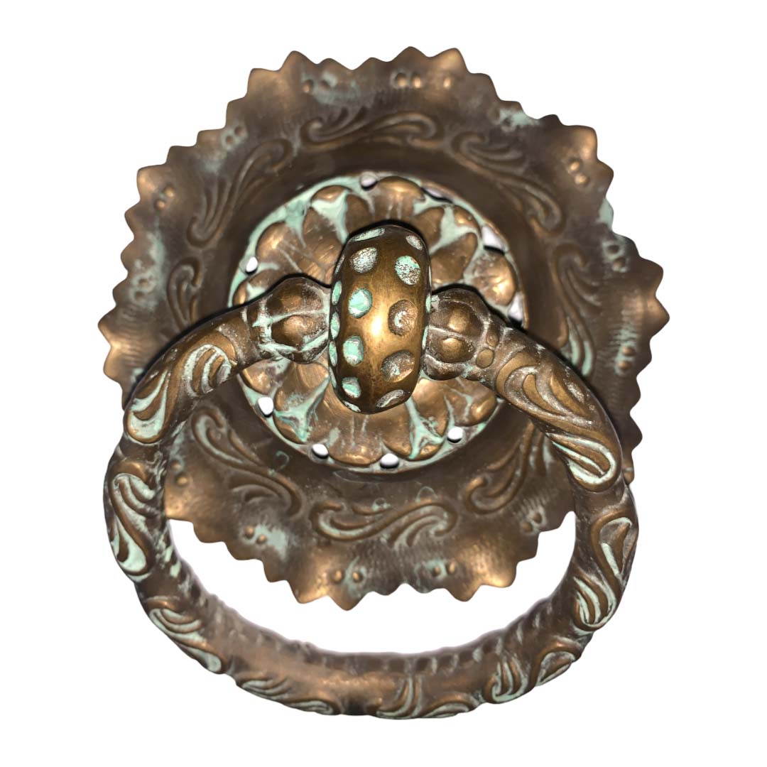 Floral Brass Door Knocker - Antique Patina
