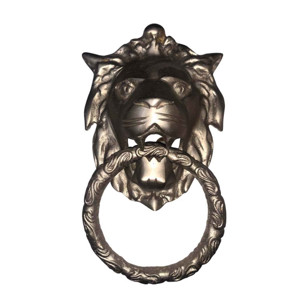 Antique Lion Front Brass Door Knocker - Antique Bronze