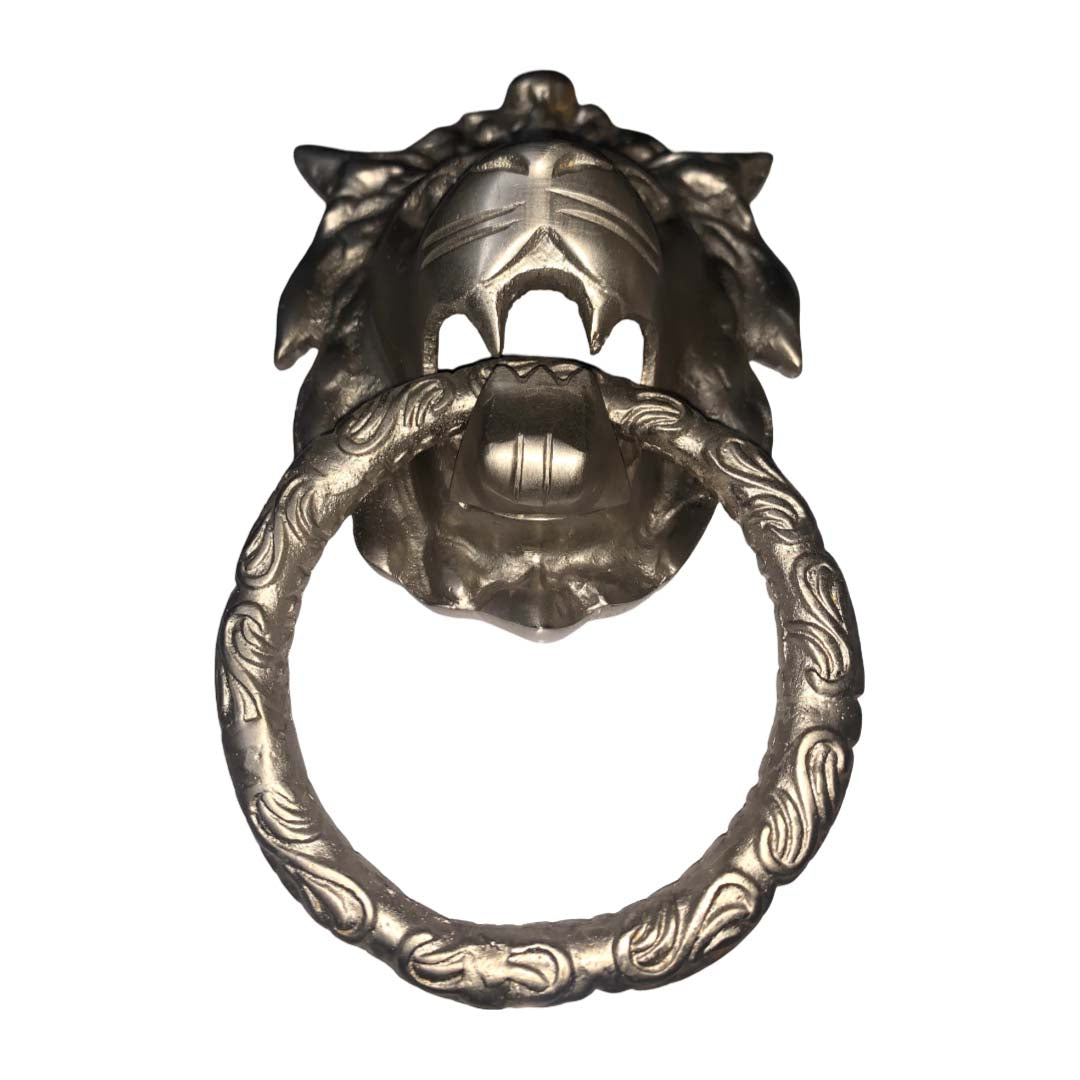 Antique Lion Front Brass Door Knocker - Antique Bronze