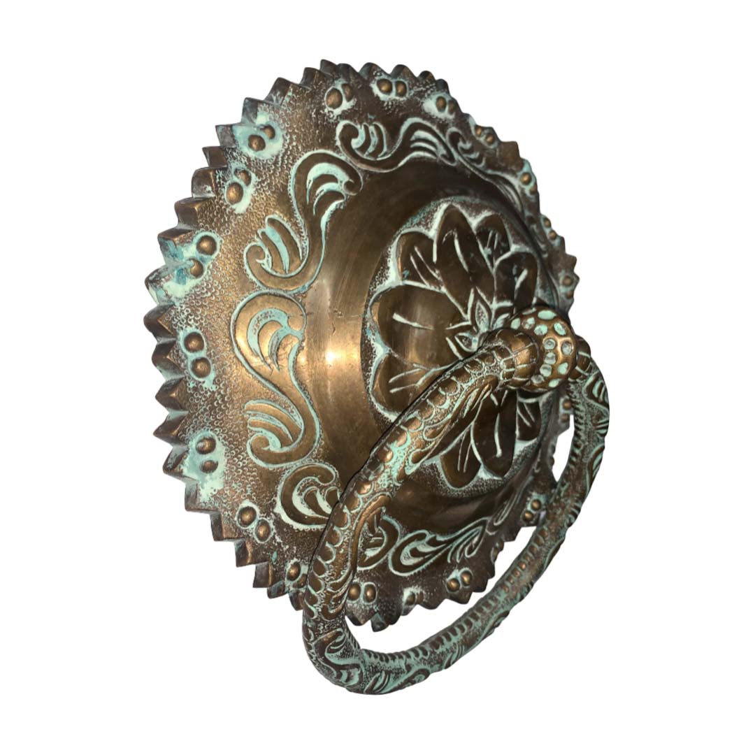 Floral Brass Door Knocker - Antique Patina