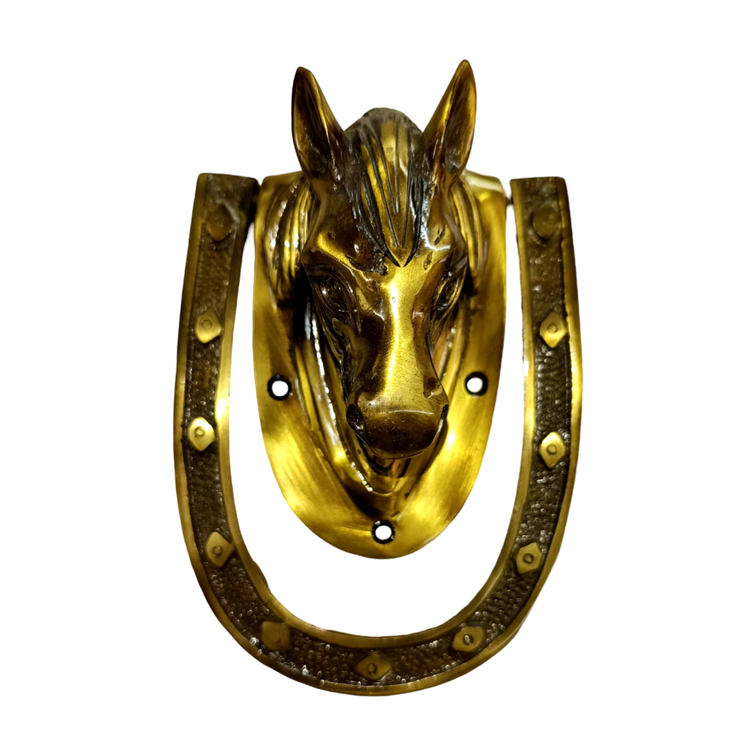 Antique Horse Brass Door Knocker - Antique Bronze