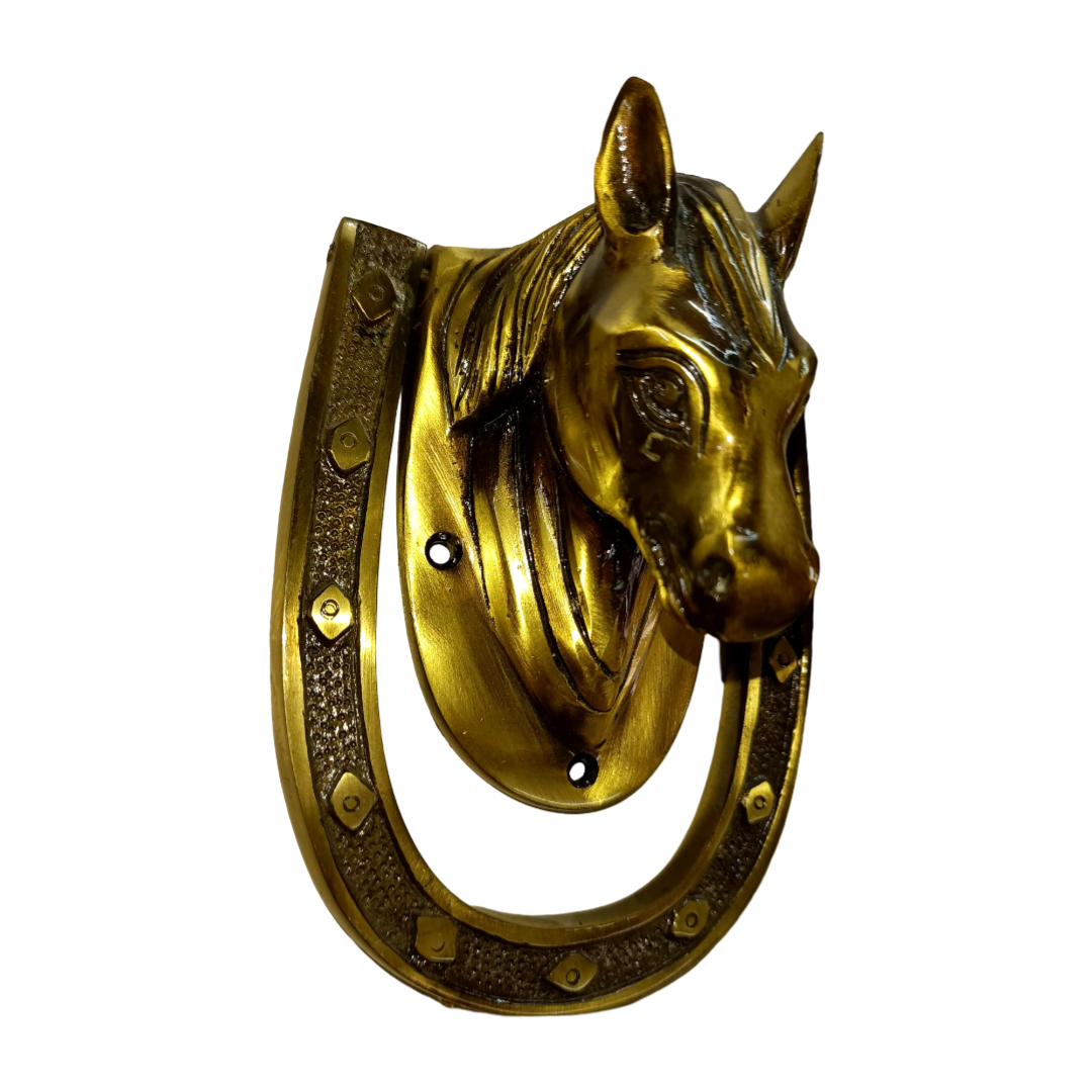 Antique Horse Brass Door Knocker - Antique Bronze