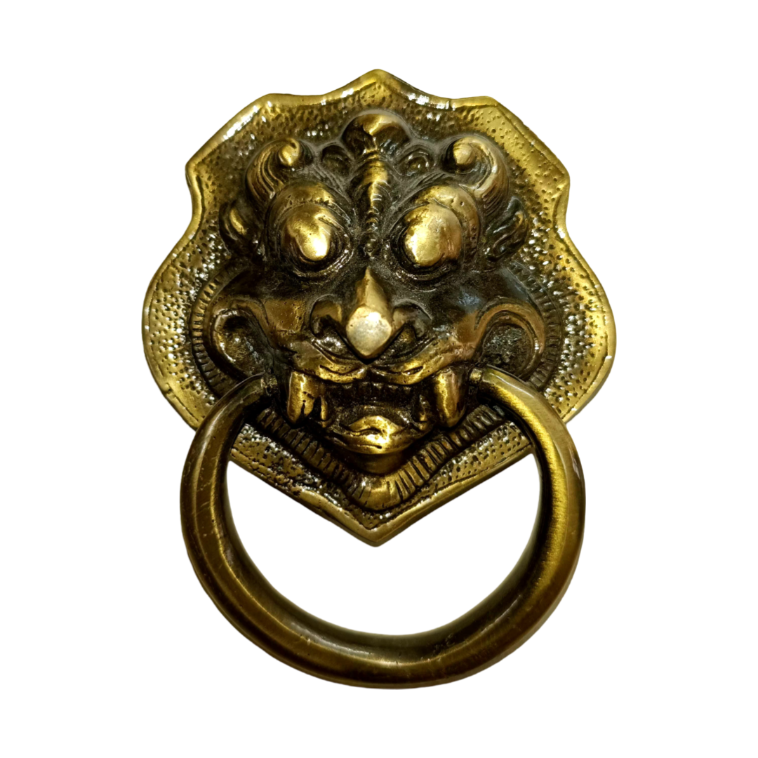 Vintage Kirtimukha Brass Door Knocker - Antique Bronze