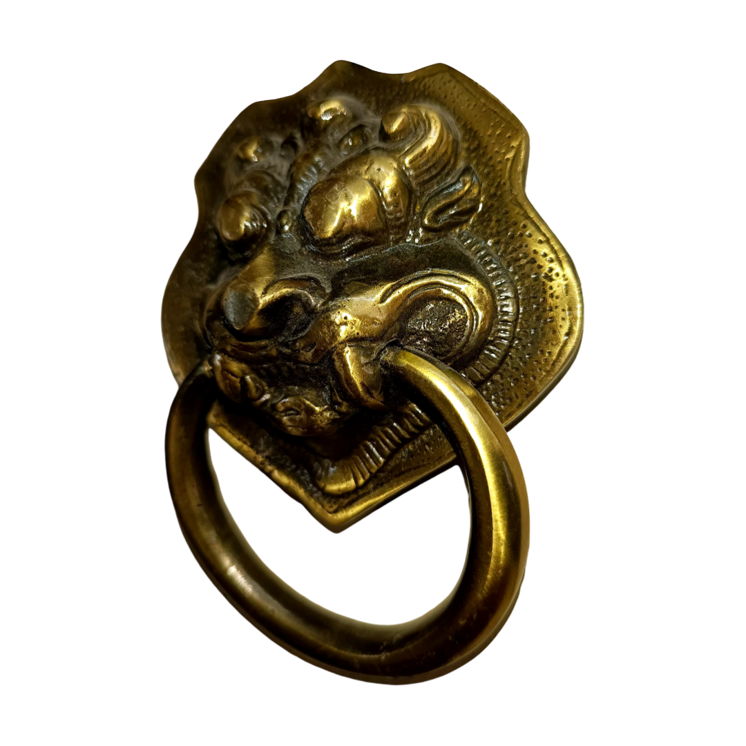 Vintage Kirtimukha Brass Door Knocker - Antique Bronze