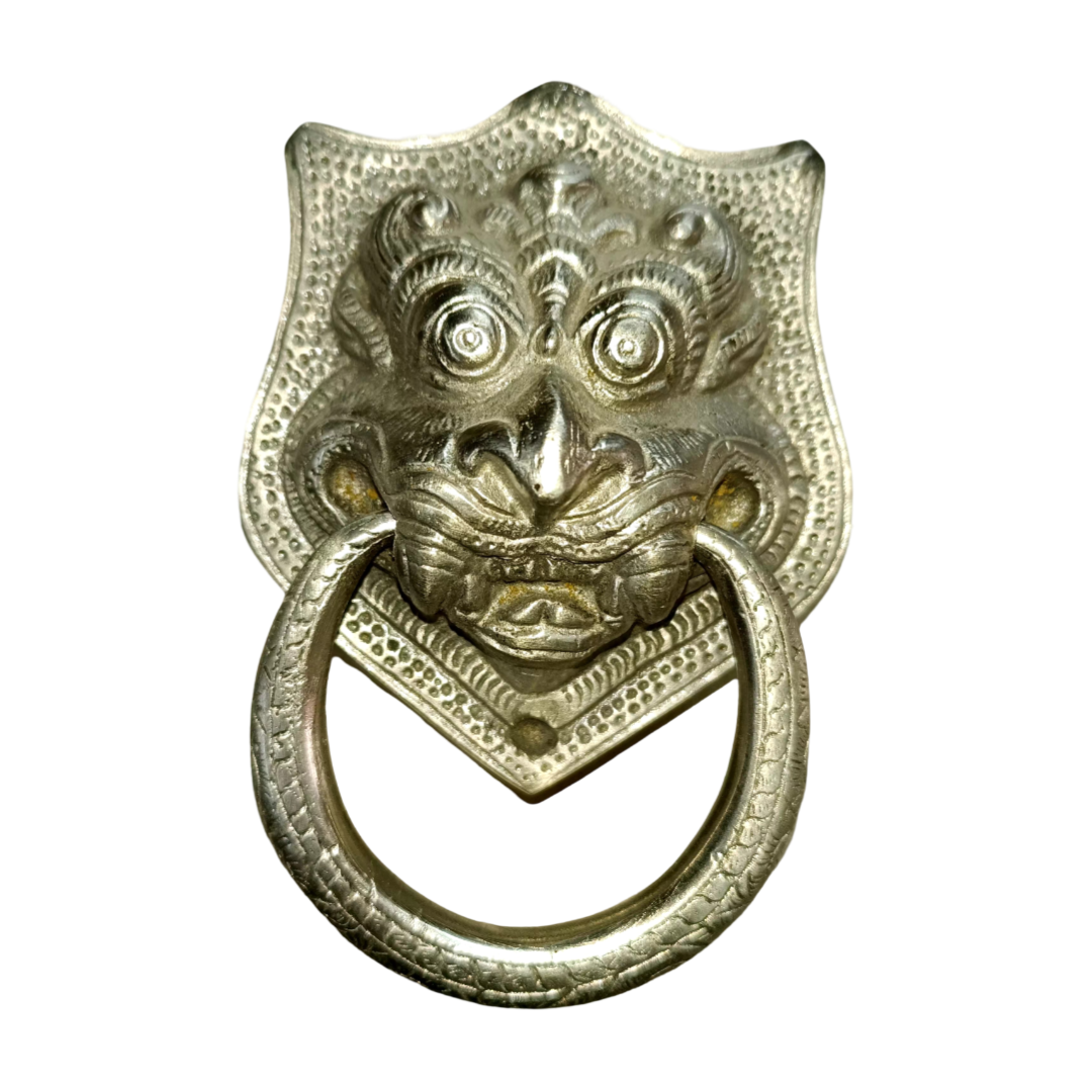 Vintage Chinese Foo Dog Brass Door Knocker - Antique Bronze