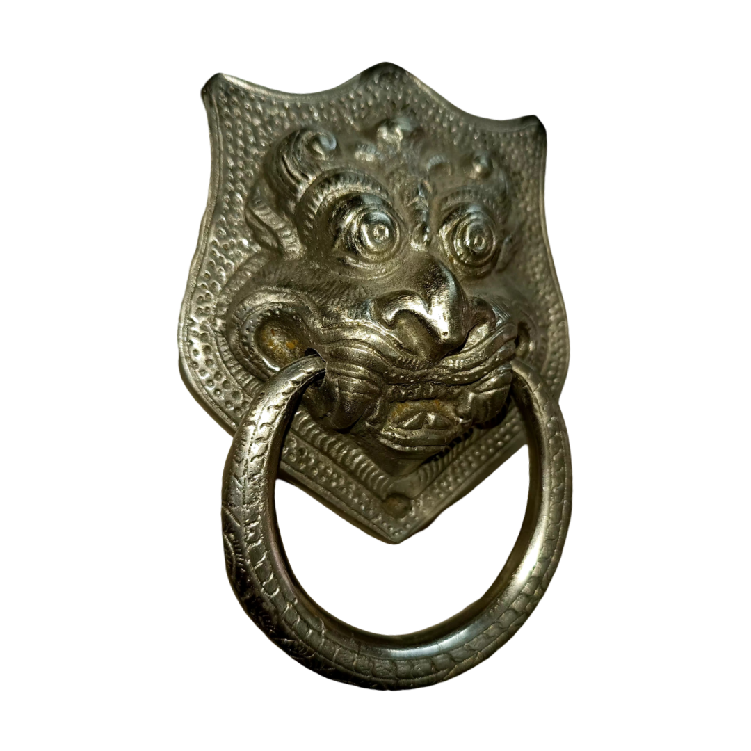 Vintage Chinese Foo Dog Brass Door Knocker - Antique Bronze