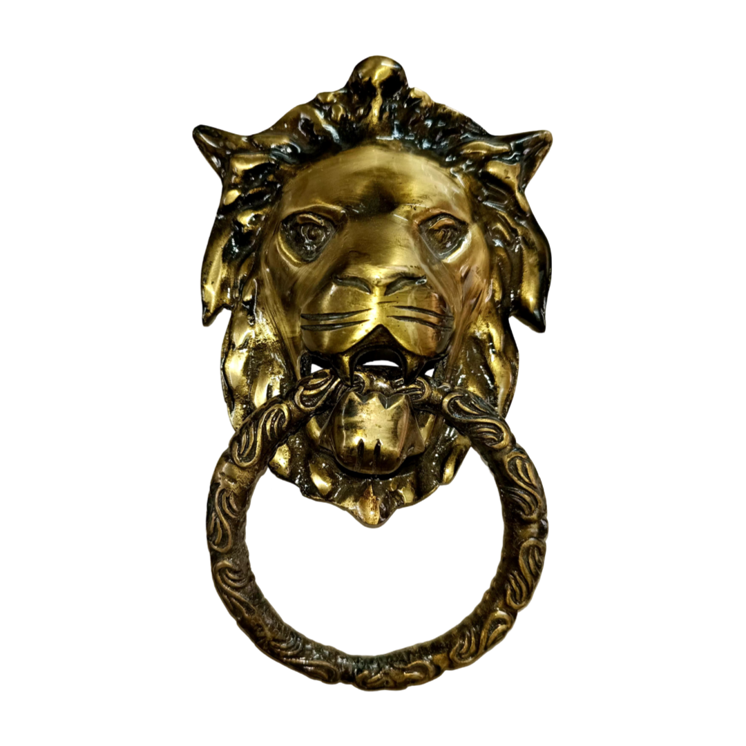 Classic Lion Designed Brass Front Brass Door Knocker - Antique Bronze