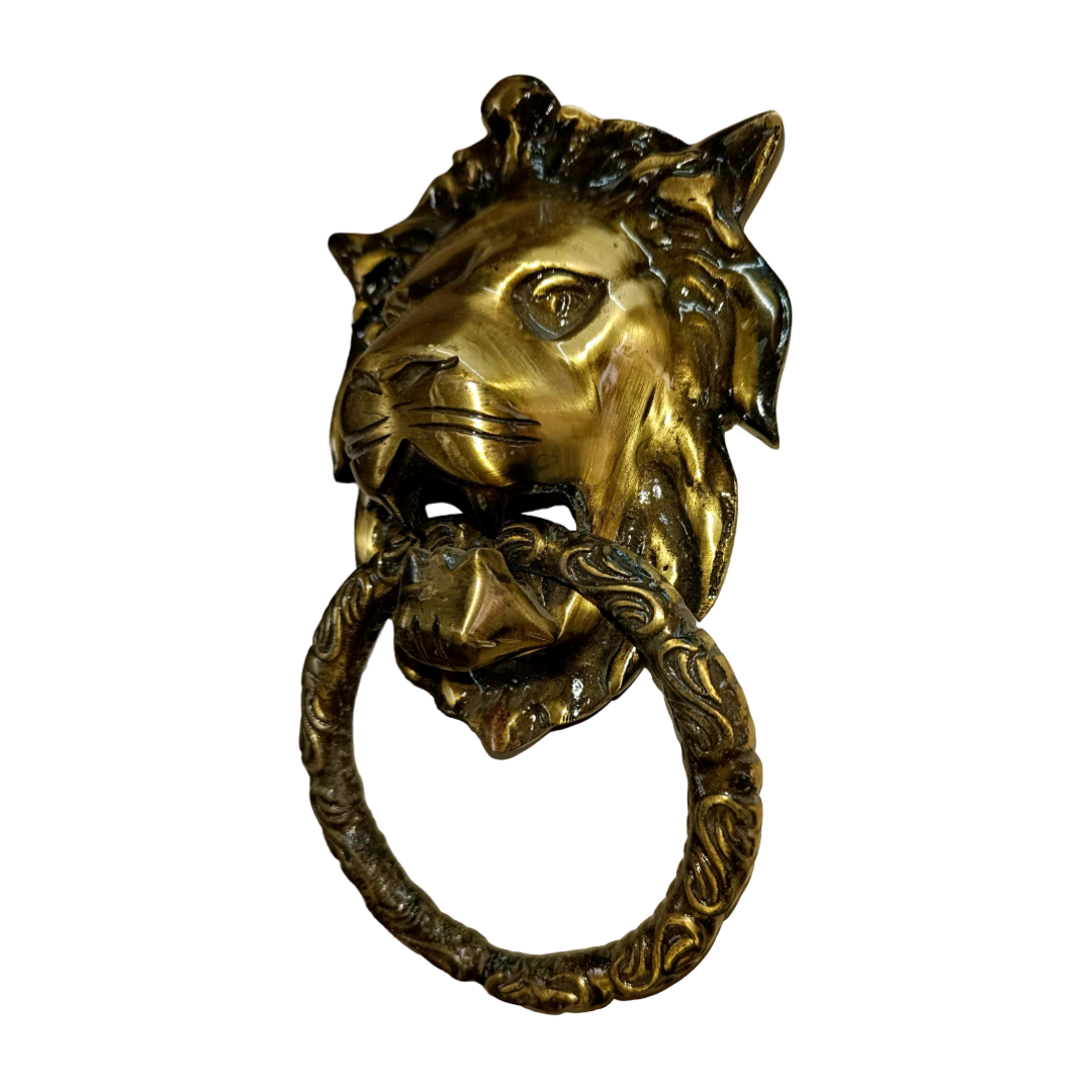Classic Lion Designed Brass Front Brass Door Knocker - Antique Bronze