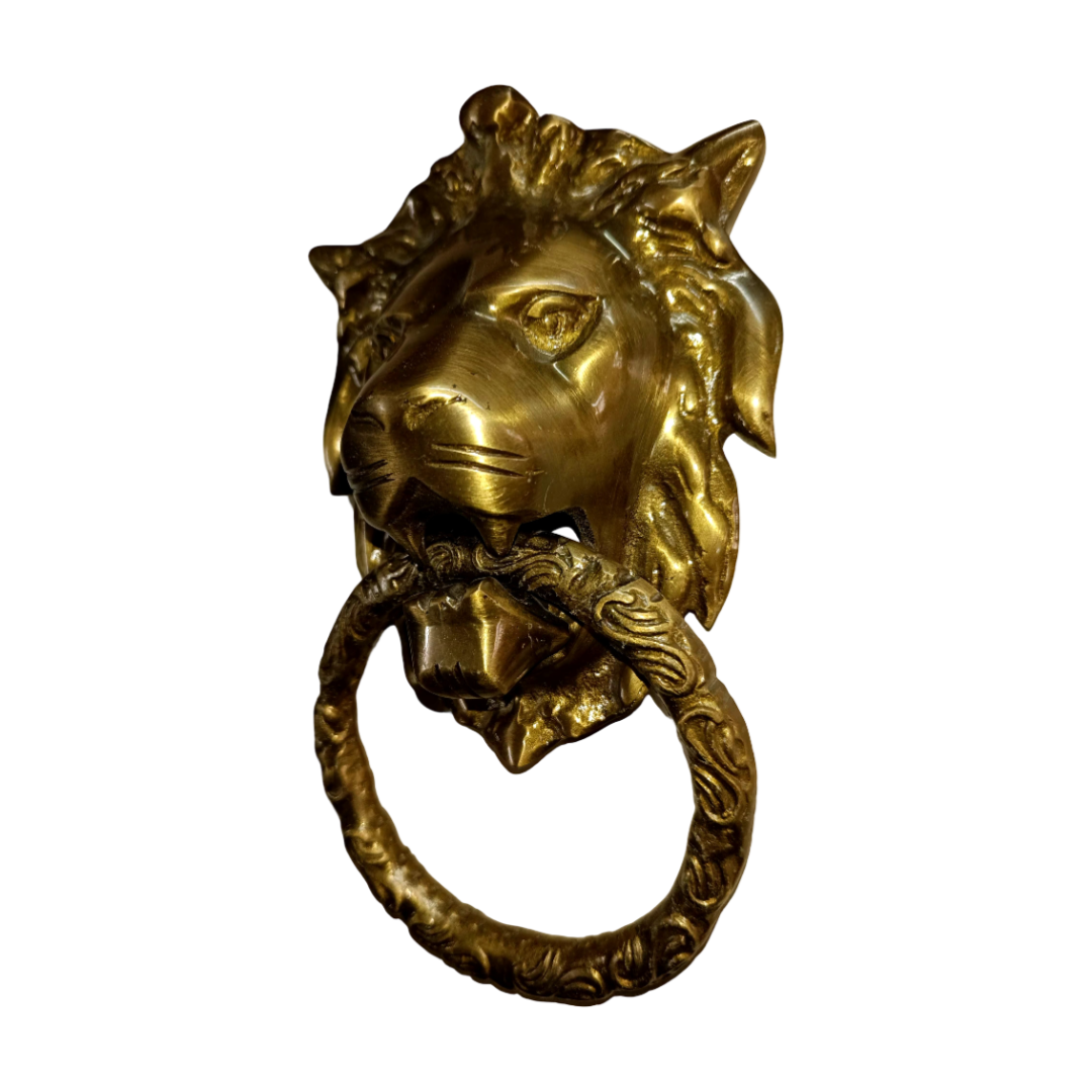Classic Lion Brass Front Brass Door Knocker - Antique Bronze