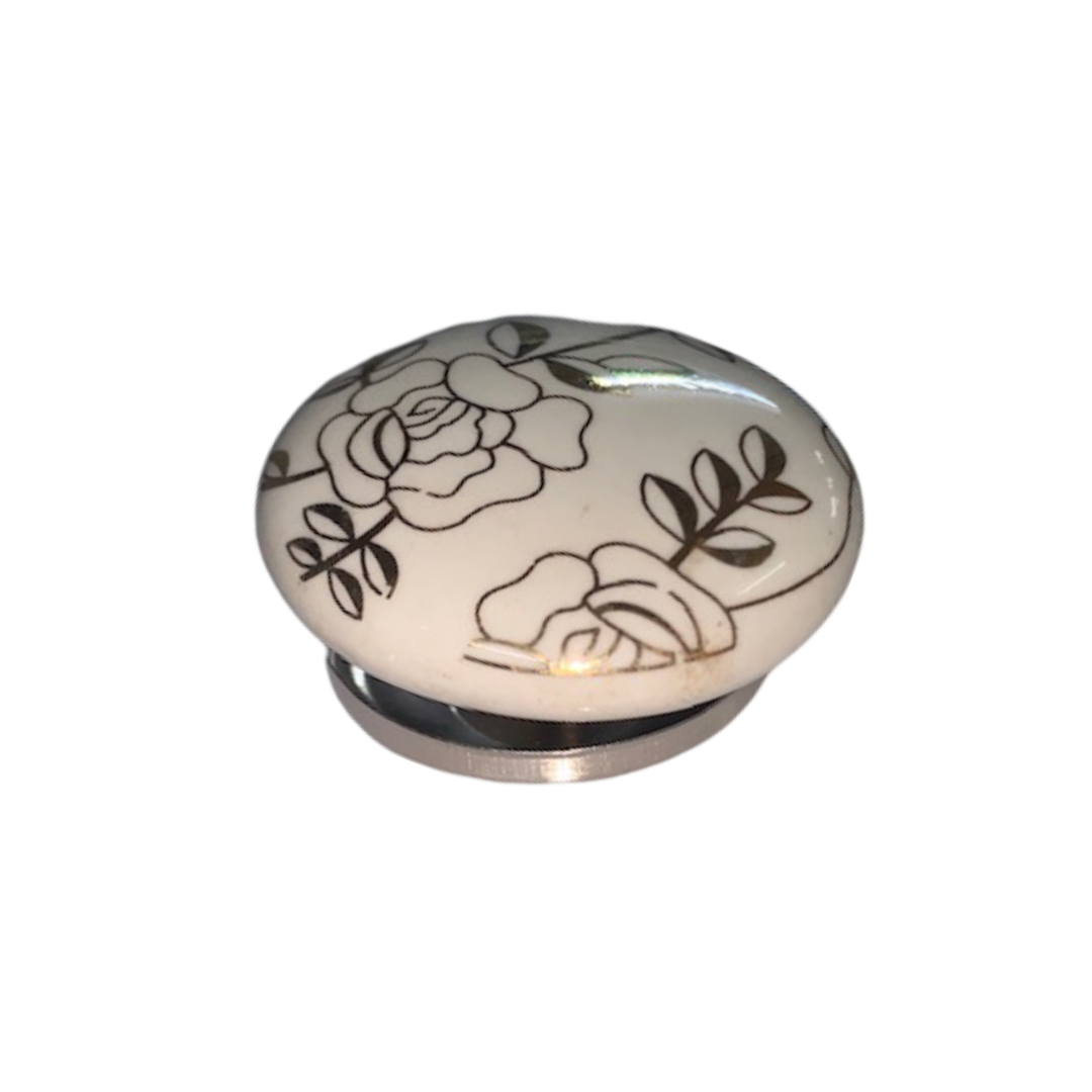 Black Floral Ceramic Knob