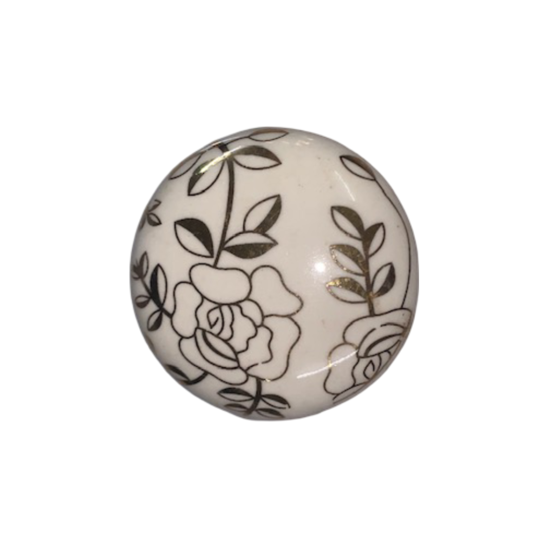 Black Floral Ceramic Knob