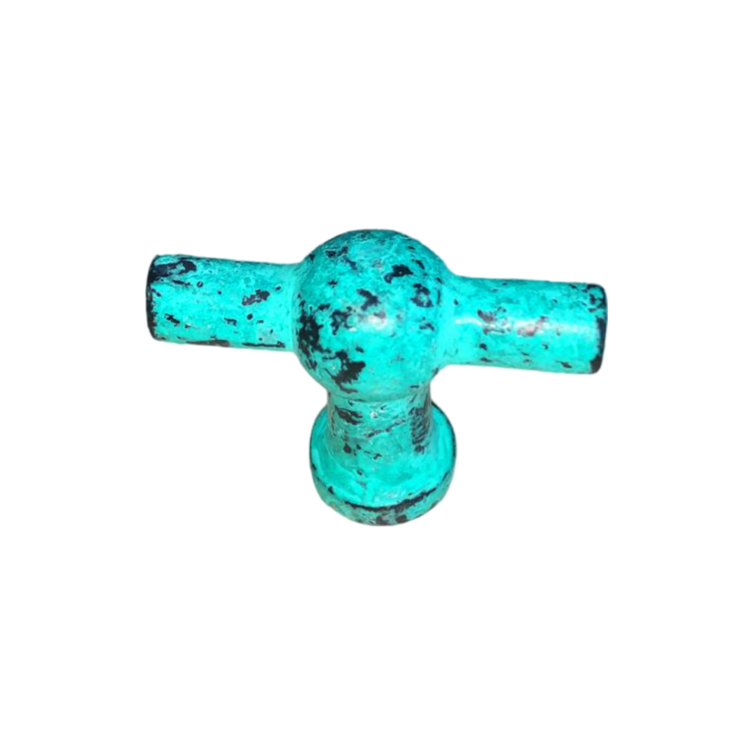 Teal Enamel Plated Iron Knob